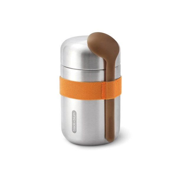 Black+Blum lunchbox z logo 400 ml, pomarańczowy pasek
