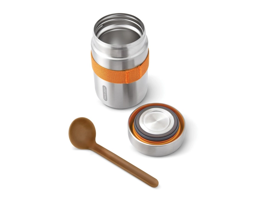 Black+Blum lunchbox z logo 400 ml, pomarańczowy pasek