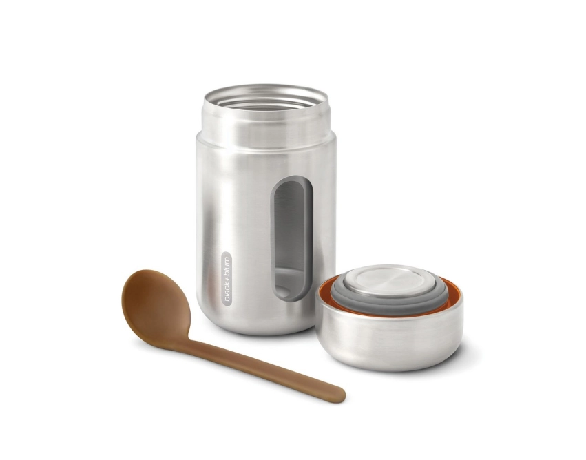 Black+Blum lunchbox z logo 400 ml, pomarańczowy pasek