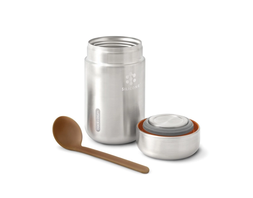 Black+Blum lunchbox z logo 400 ml, pomarańczowy pasek