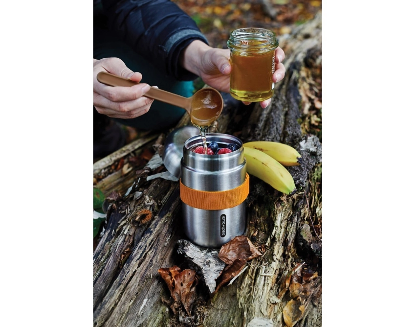 Black+Blum lunchbox z logo 400 ml, pomarańczowy pasek