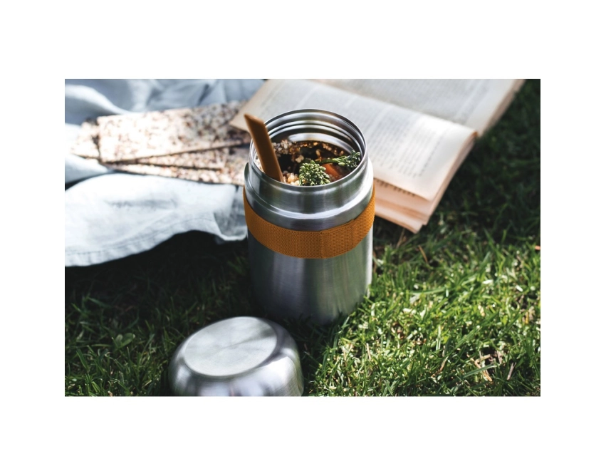 Black+Blum lunchbox z logo 400 ml, pomarańczowy pasek