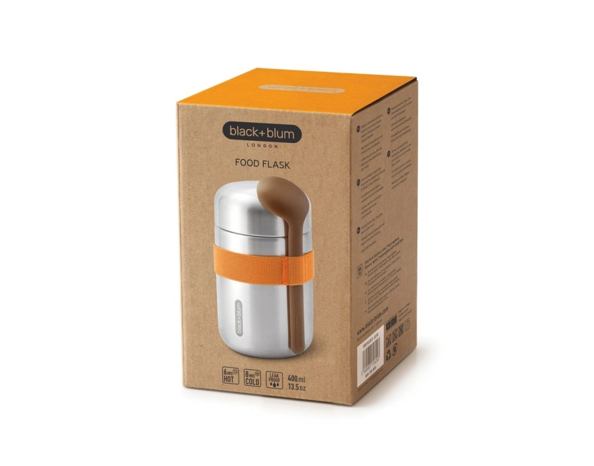 Black+Blum lunchbox z logo 400 ml, pomarańczowy pasek