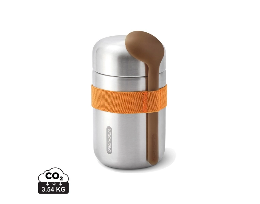 Black+Blum lunchbox z logo 400 ml, pomarańczowy pasek