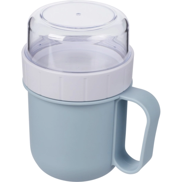 Błękitny lunchbox z nadrukiem 450 ml z uchwytem