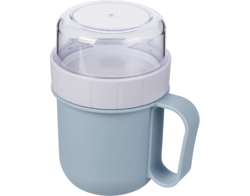 Błękitny lunchbox z nadrukiem 450 ml z uchwytem