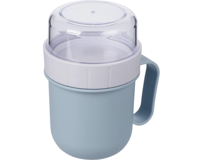Błękitny lunchbox z nadrukiem 450 ml z uchwytem