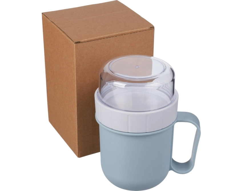 Błękitny lunchbox z nadrukiem 450 ml z uchwytem