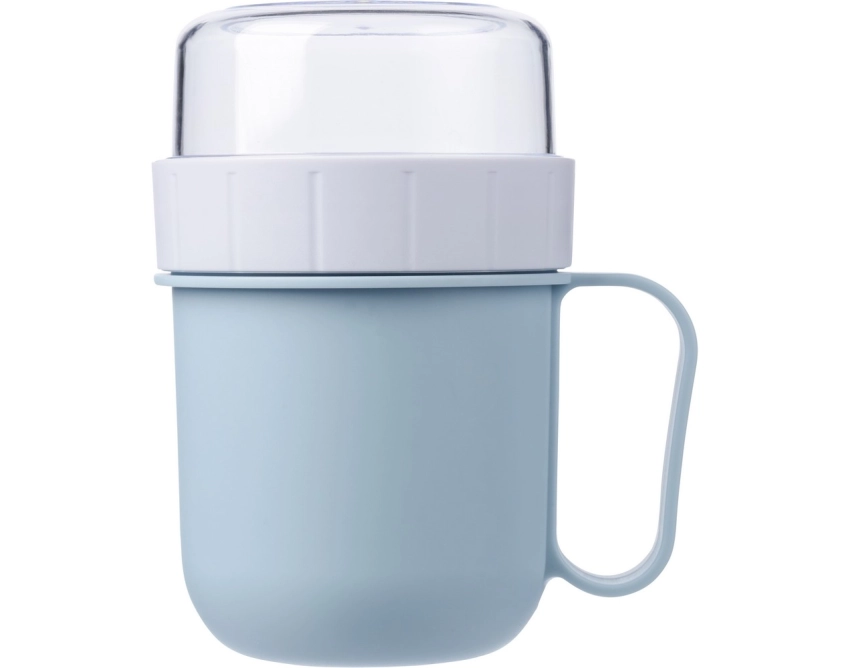 Błękitny lunchbox z nadrukiem 450 ml z uchwytem