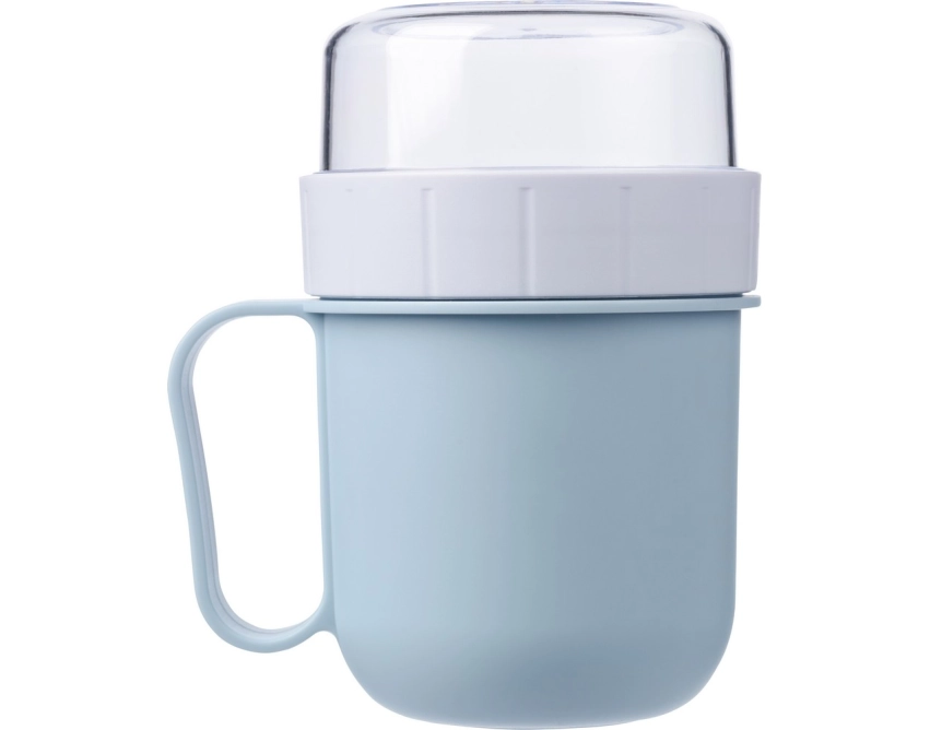Błękitny lunchbox z nadrukiem 450 ml z uchwytem
