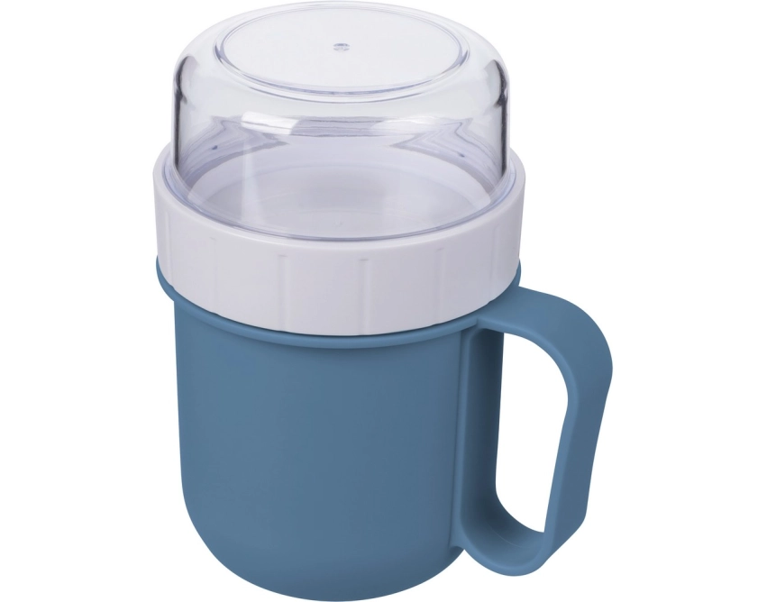 Niebieski lunchbox z nadrukiem 450 ml z uchwytem
