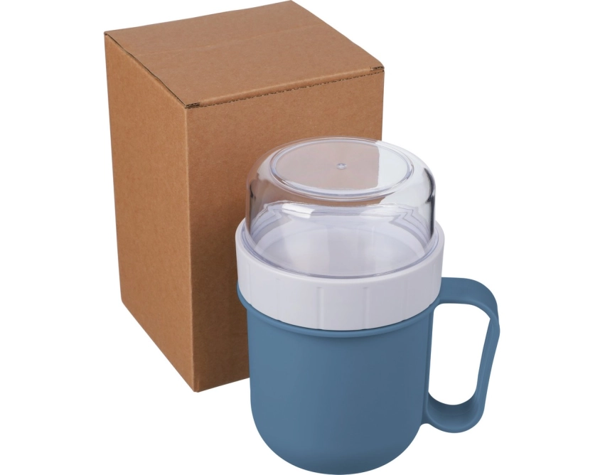 Niebieski lunchbox z nadrukiem 450 ml z uchwytem