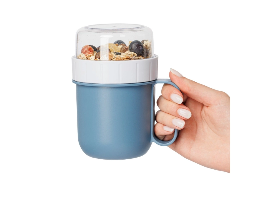 Niebieski lunchbox z nadrukiem 450 ml z uchwytem