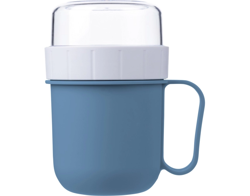 Niebieski lunchbox z nadrukiem 450 ml z uchwytem