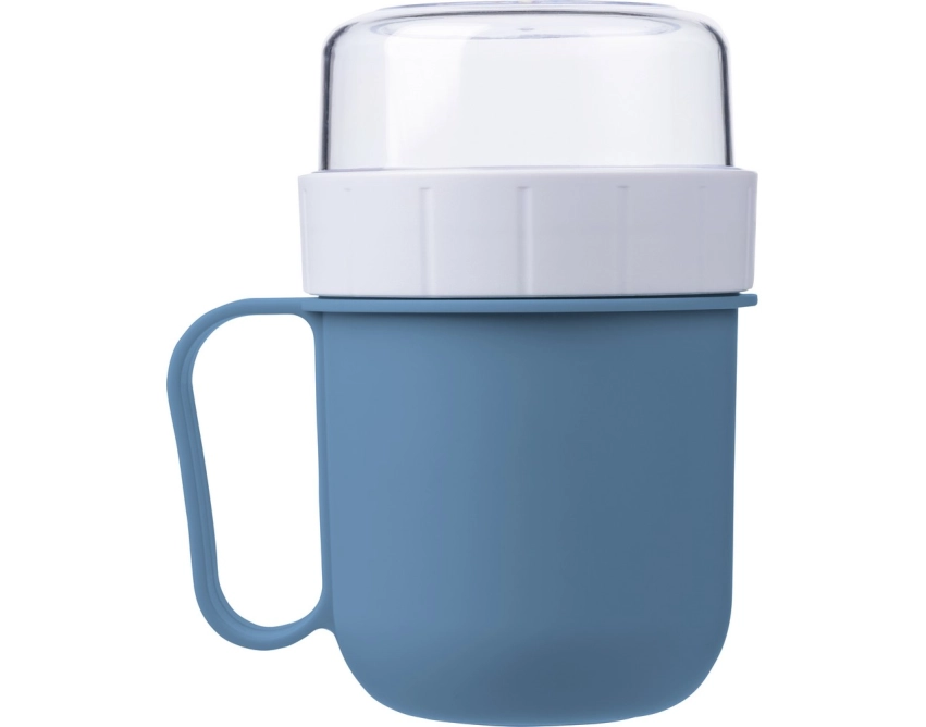 Niebieski lunchbox z nadrukiem 450 ml z uchwytem
