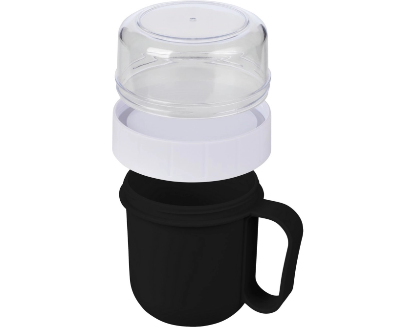 Czarny lunchbox z logo 450 ml z komorą na przekąski