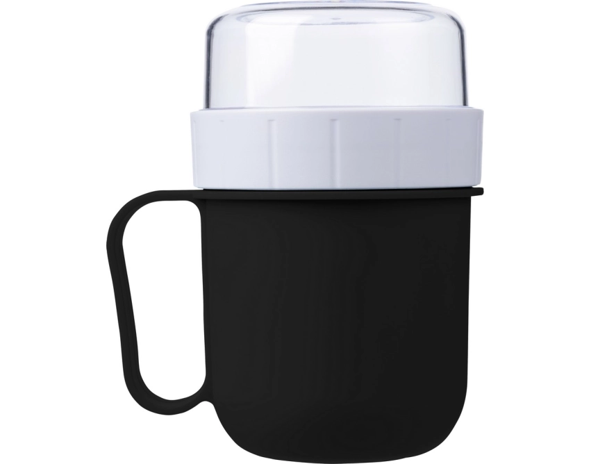 Czarny lunchbox z logo 450 ml z komorą na przekąski