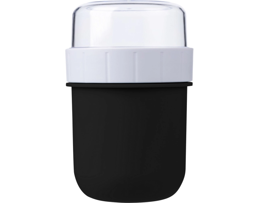 Czarny lunchbox z logo 450 ml z komorą na przekąski