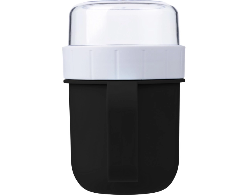 Czarny lunchbox z logo 450 ml z komorą na przekąski