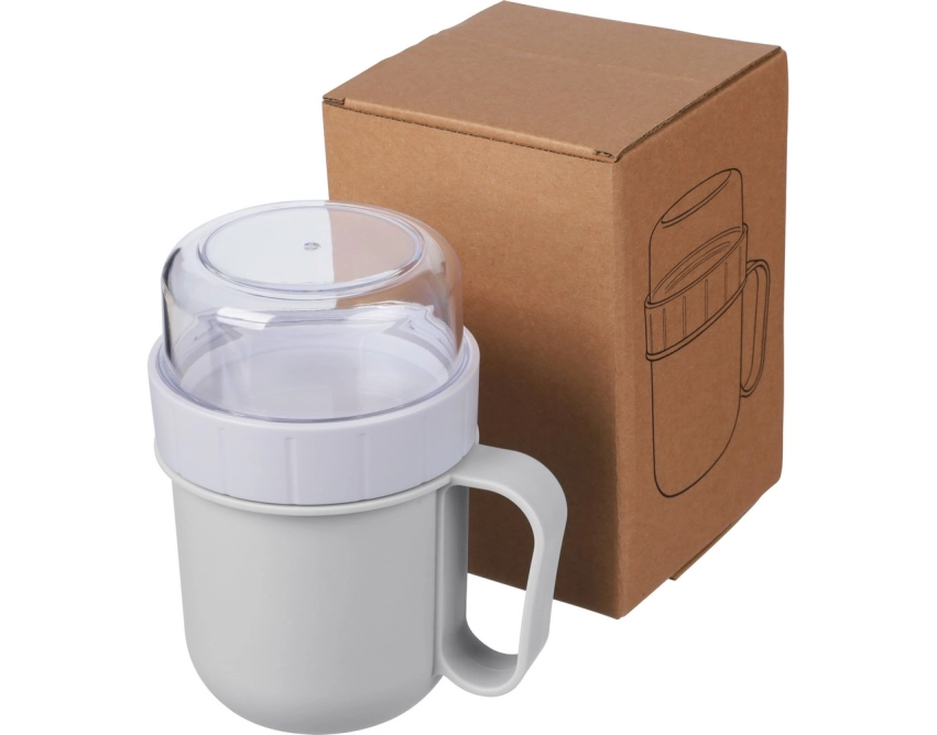 Lunchbox z logo 450 ml biały z komorą na przekąski