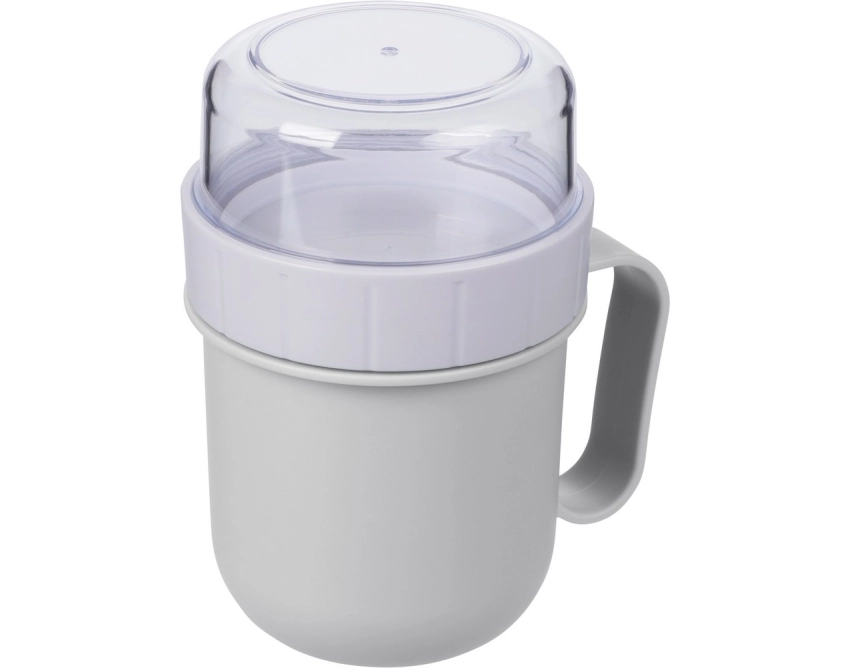 Lunchbox z logo 450 ml biały z komorą na przekąski