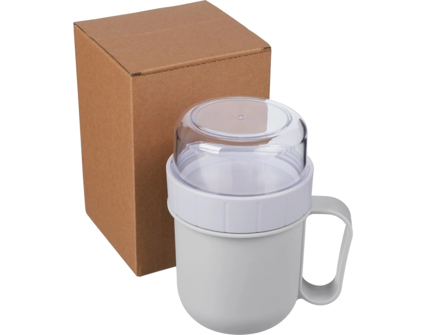 Lunchbox z logo 450 ml biały z komorą na przekąski
