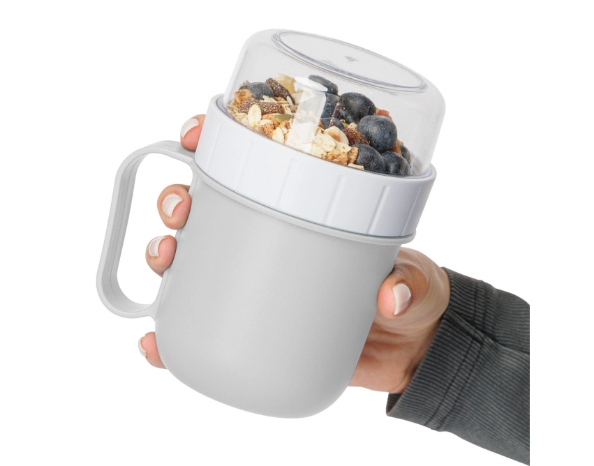 Lunchbox z logo 450 ml biały z komorą na przekąski