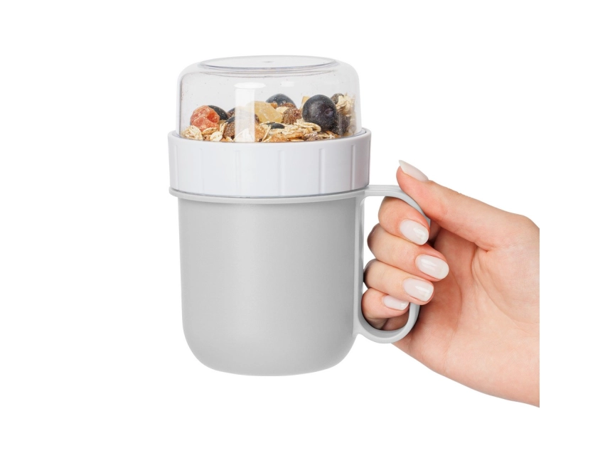 Lunchbox z logo 450 ml biały z komorą na przekąski