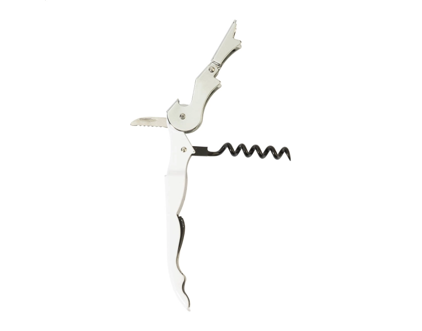 Korkociąg Umbria z logo – biały, metalowy 120 mm