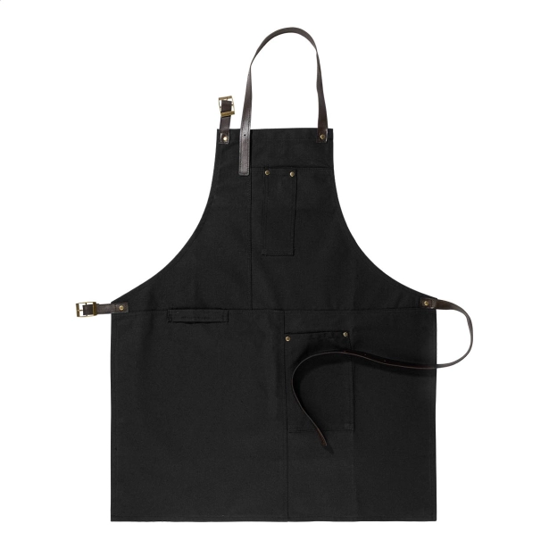 James czarny fartuch z logo z bawełny 340 g/m²