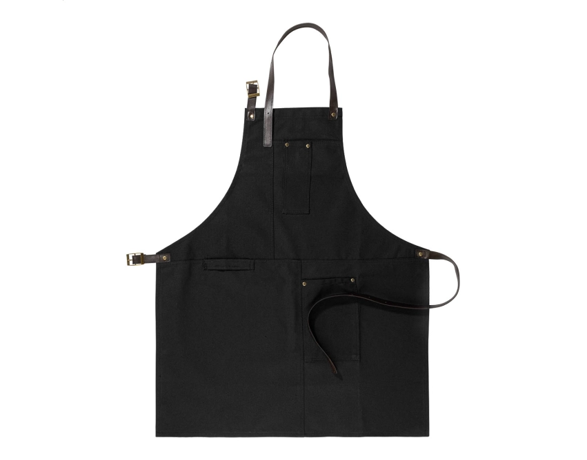 James czarny fartuch z logo z bawełny 340 g/m²