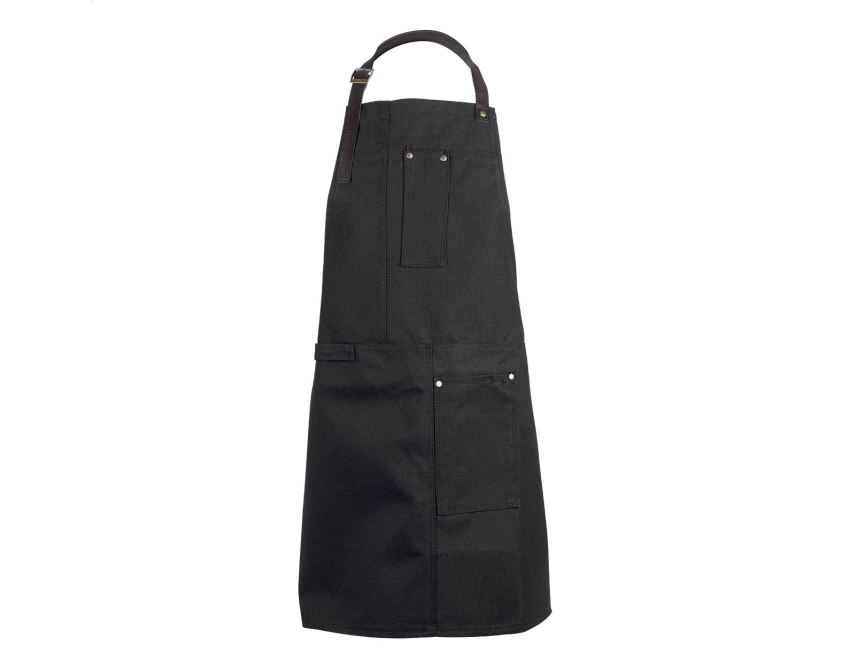 James czarny fartuch z logo z bawełny 340 g/m²
