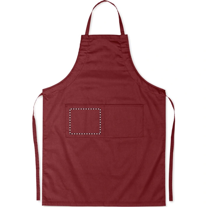 Schemat znakowania dla Sitodruk - S3 na gadżecie: Burgundowy fartuch kuchenny 98 × 69,5 cm z logo