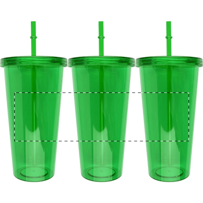Schemat znakowania dla Nadruk UV 360° (personalizacja) - NRUV na gadżecie: Plastikowy kubek ze słomką 750 ml, zielony