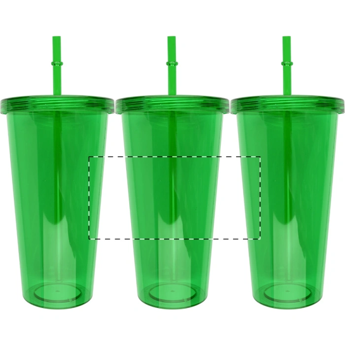 Schemat znakowania dla Sitodruk 360° - RS1 na gadżecie: Plastikowy kubek ze słomką 750 ml, zielony