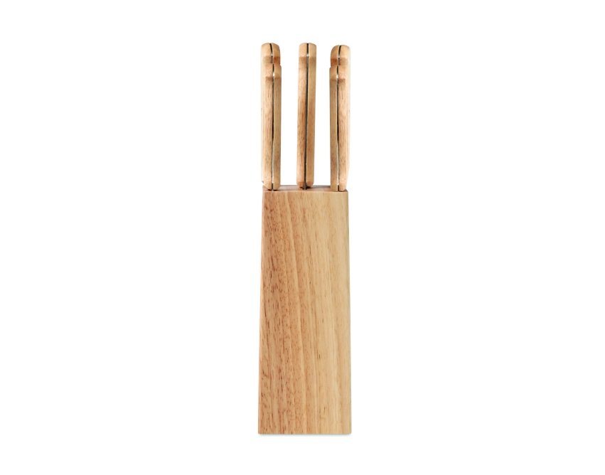 Gourmet zestaw 5 noży z logo, kolor drewna
