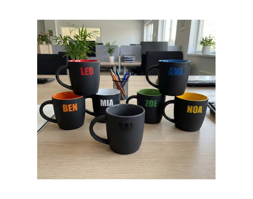 Esla kubek ceramiczny ciemnozielony z grawerem logo