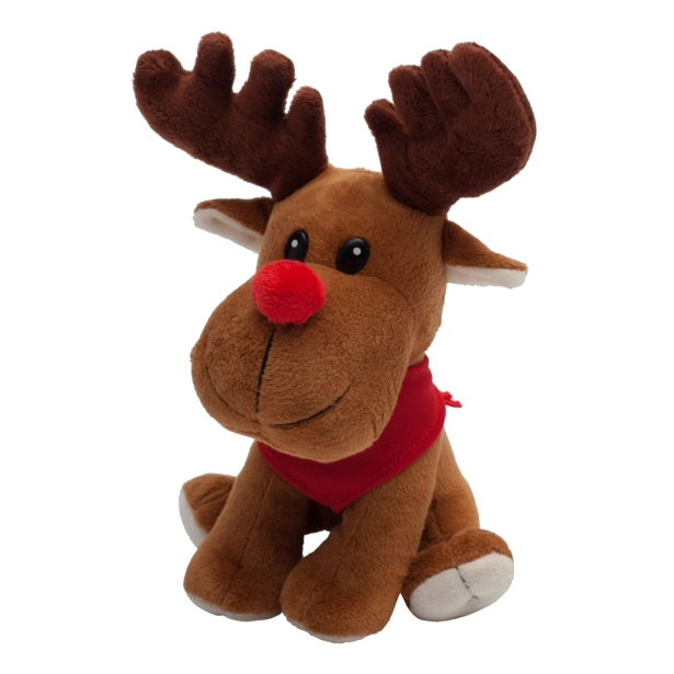 Happy Reindeer maskotka reklamowa z logo brązowa 24 cm