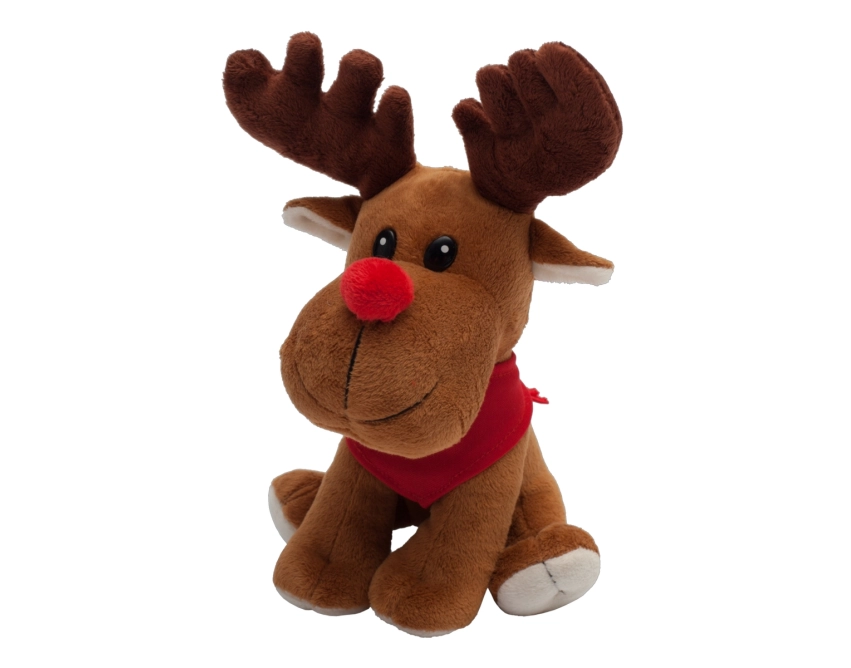 Happy Reindeer maskotka reklamowa z logo brązowa 24 cm