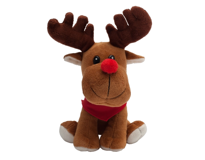 Happy Reindeer maskotka reklamowa z logo brązowa 24 cm