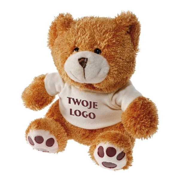Brązowy miś z logo 170 mm w białej koszulce