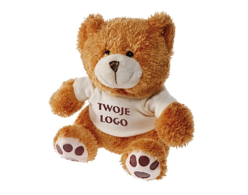 Brązowy miś z logo 170 mm w białej koszulce
