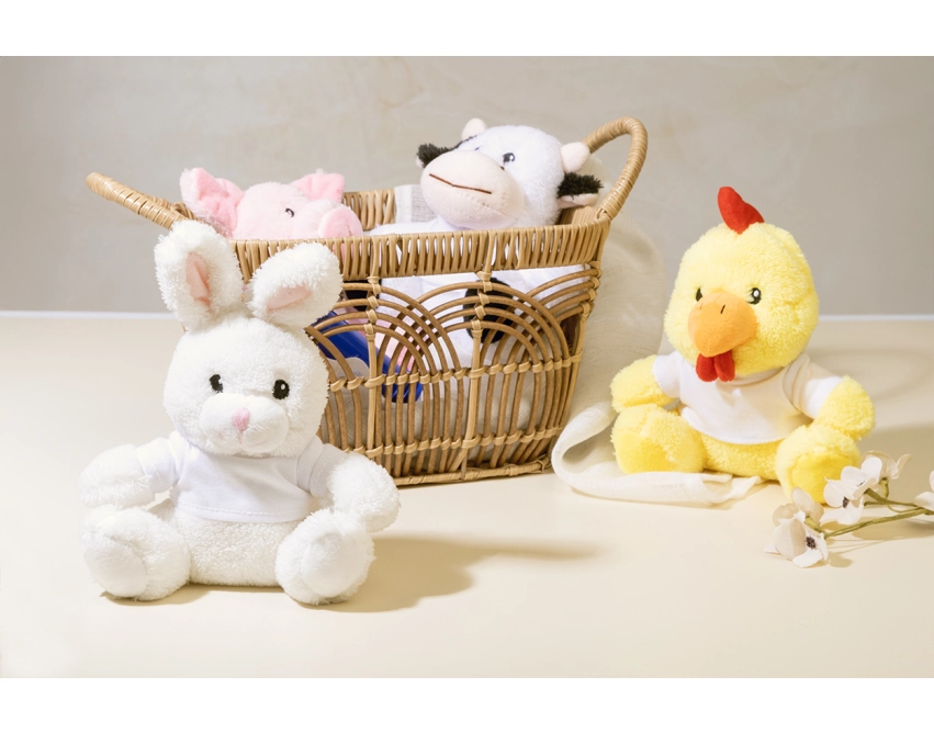 Rebunny maskotka reklamowa na zamówienie RPET biała