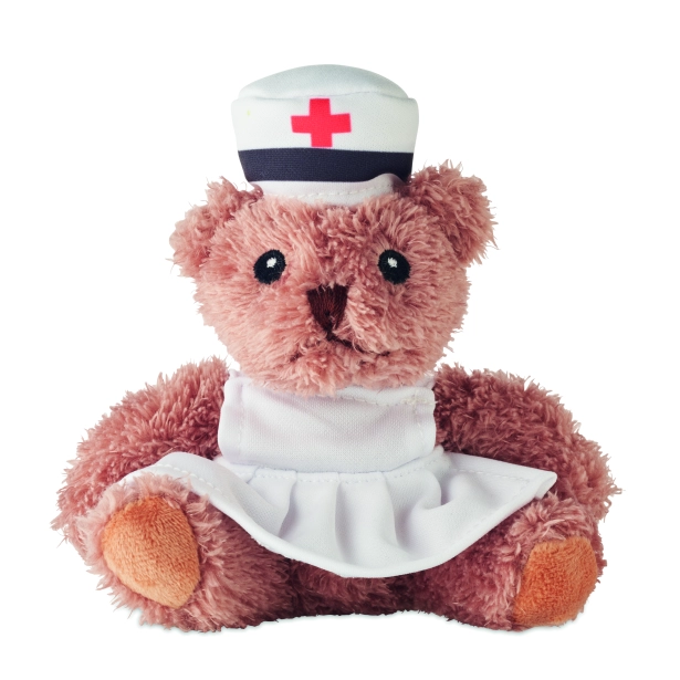 Nurse pluszowy miś reklamowy brązowy 17 × 16 cm