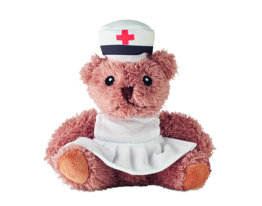 Nurse pluszowy miś reklamowy brązowy 17 × 16 cm