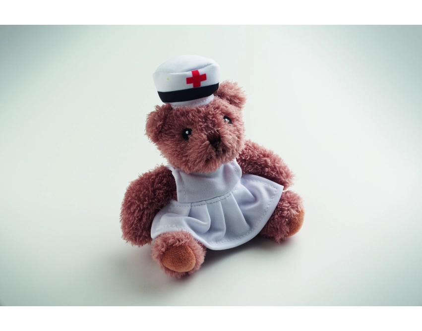 Nurse pluszowy miś reklamowy brązowy 17 × 16 cm