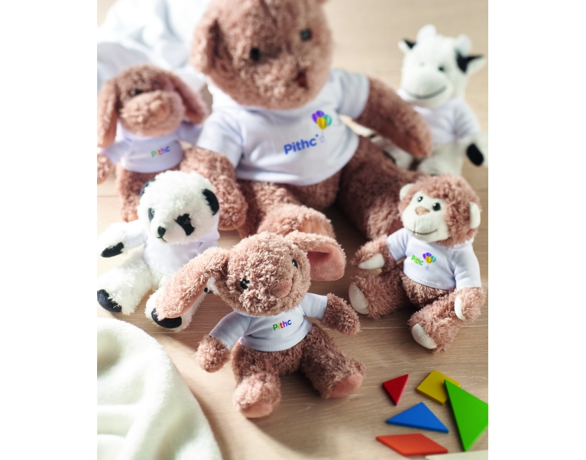 Bunny maskotka z nadrukiem 14 cm z białą bluzą