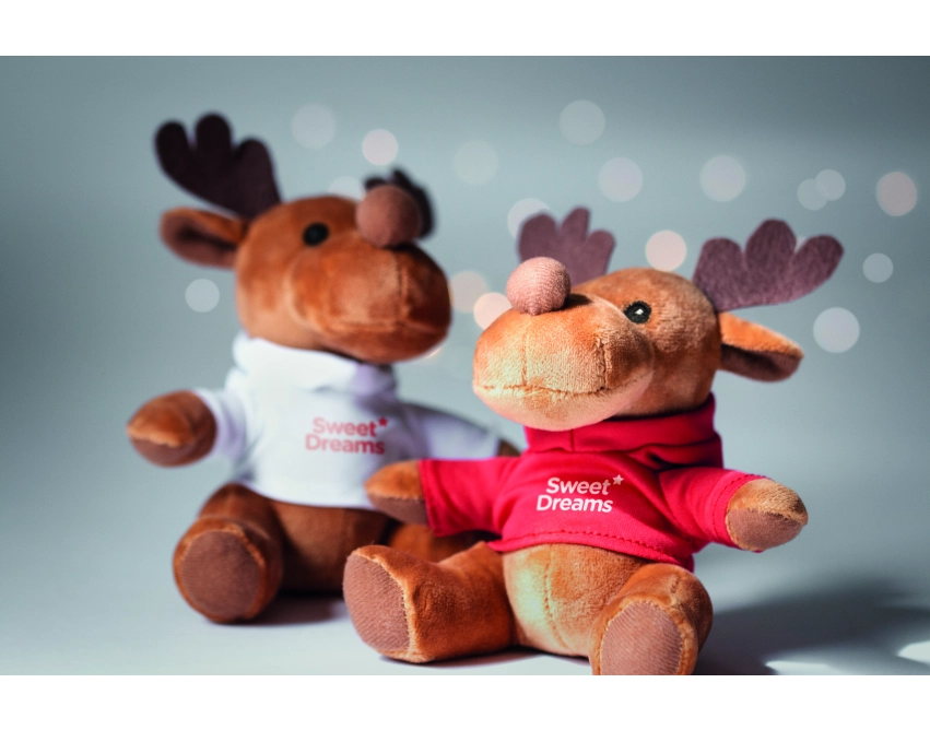 Rudolph maskotka reklamowa 15,5 cm w czerwonym swetrze
