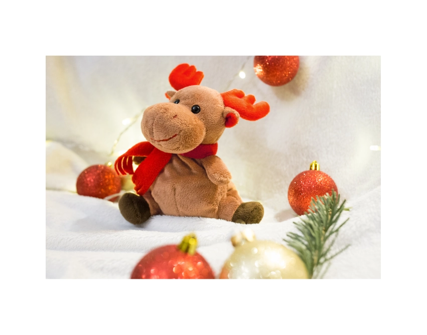 Archie – brązowy pluszowy renifer z logo 16 cm