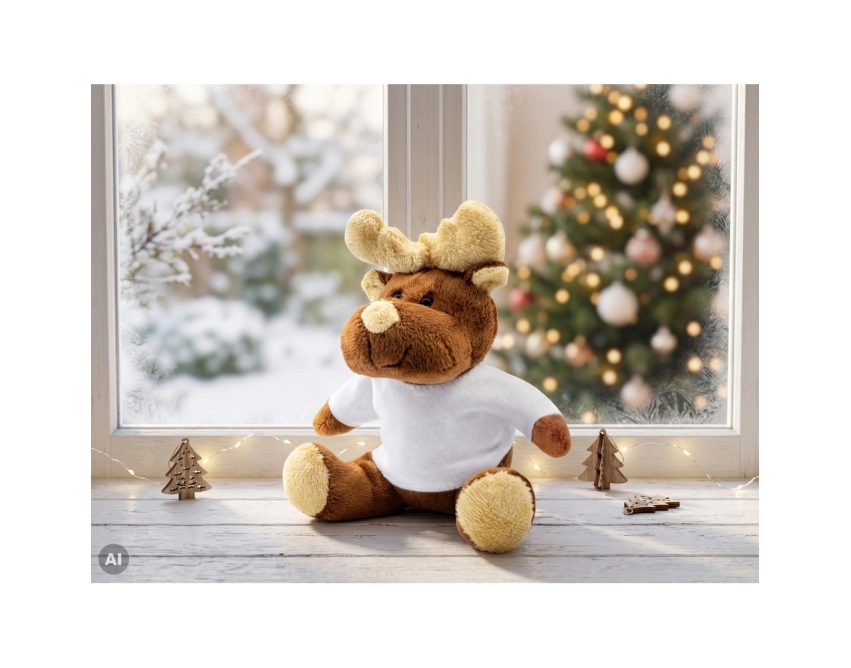 Comet White maskotka reklamowa z logo brązowa 10,5 cm